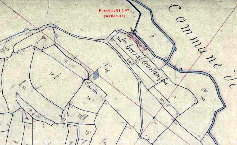 Plan du cadastre de Plouneventer - 1828 plan du cadastre de Plouneventer