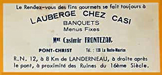 Publicité au verso d'un plan de Landerneau