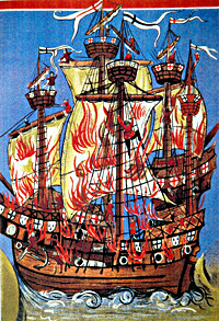 Miniature de la Cordelière en feu