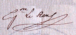Signature de Guillaume Le Roux le 15/3/1839 signature Guillaume Le Roux