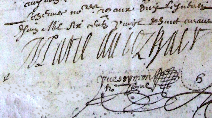 sa signature dans l'acte de 1628