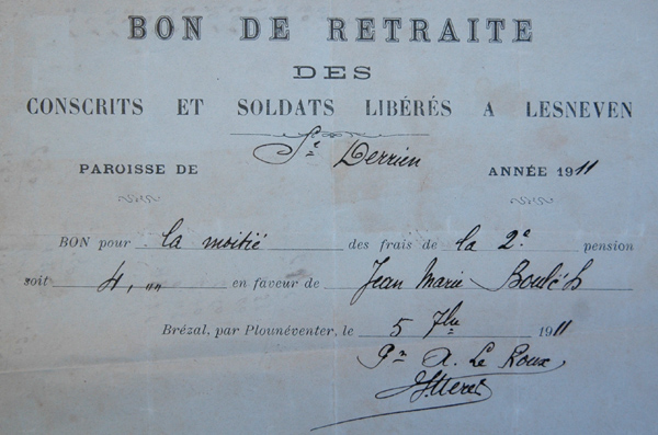 Bon de retraite pour la moitié de la pension 4,00 francs