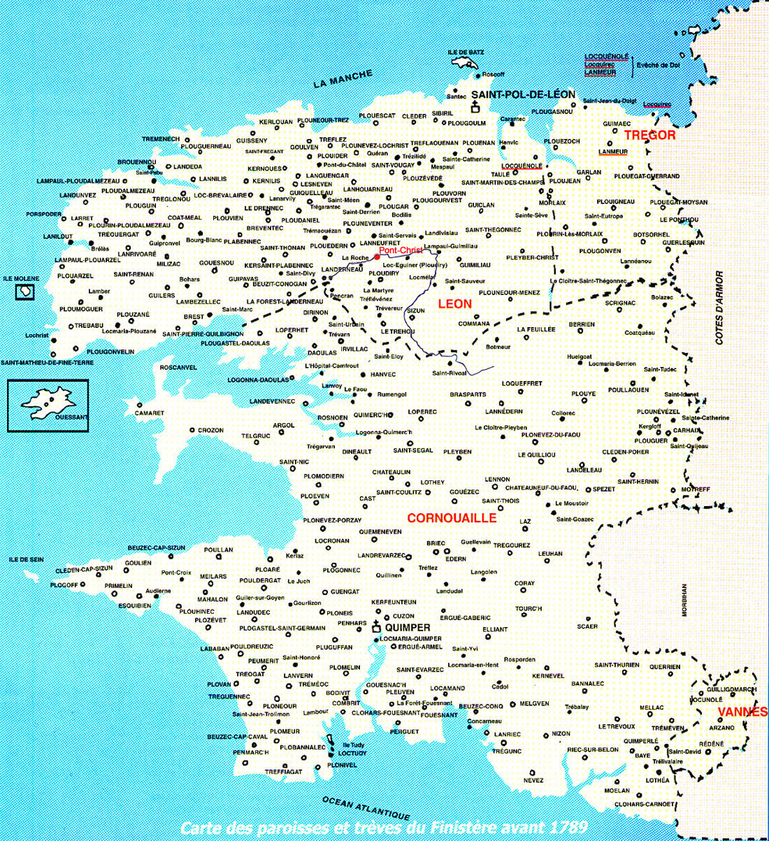 Carte du Finistère Carte du Finistère