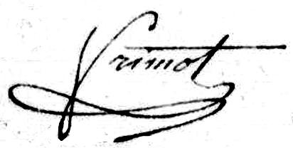 Signature de Jean Baptiste Frimot sur un acte de naissance du 15/5/1822