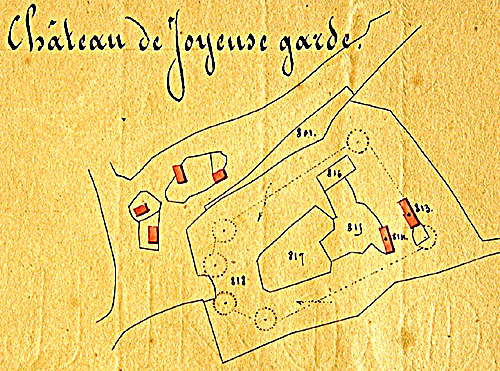 Le château de la Joyeuse-Garde sur le cadastre napoléonien