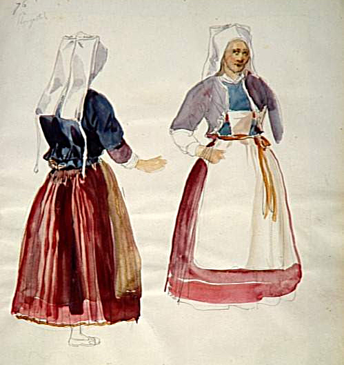 Plougastel. Costume de fête de dos et de face.