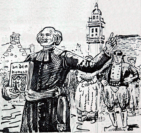 Si vous ne votez pas pour M. Villiers, cette cloche ne vous appellera plus aux offices. Dessin de Jim Sevellec.