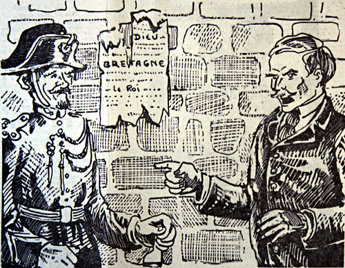 Vous n'avez pas le droit d'enlever ces affiches. Prenez garde, je peux briser votre carrière ! Dessin de Jim Sevellec.