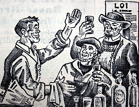 Des crédits illimités furent ouverts dans certains débits de boissons. Dessin de Jim Sevellec.