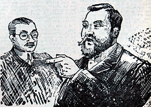 Pierre Bietry, président de la Fédération des 'Jaunes', fut élu par 8.887 voix contre 8.294 à Goude. Dessin de Jim Sevellec.
