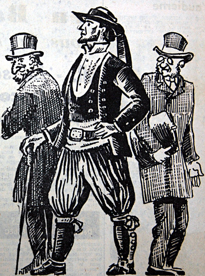 Toujours vêtu du costume breton, F.-L. Soubigou était au palais du Luxembourg, l'image vivante de la Bretagne paysanne. Dessin de Jim Sevellec.