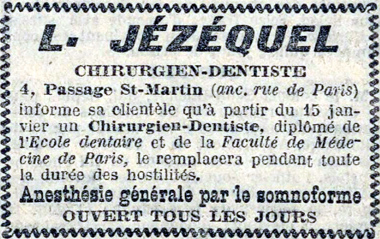Annonce dans La Dépêche du 14/1/1917