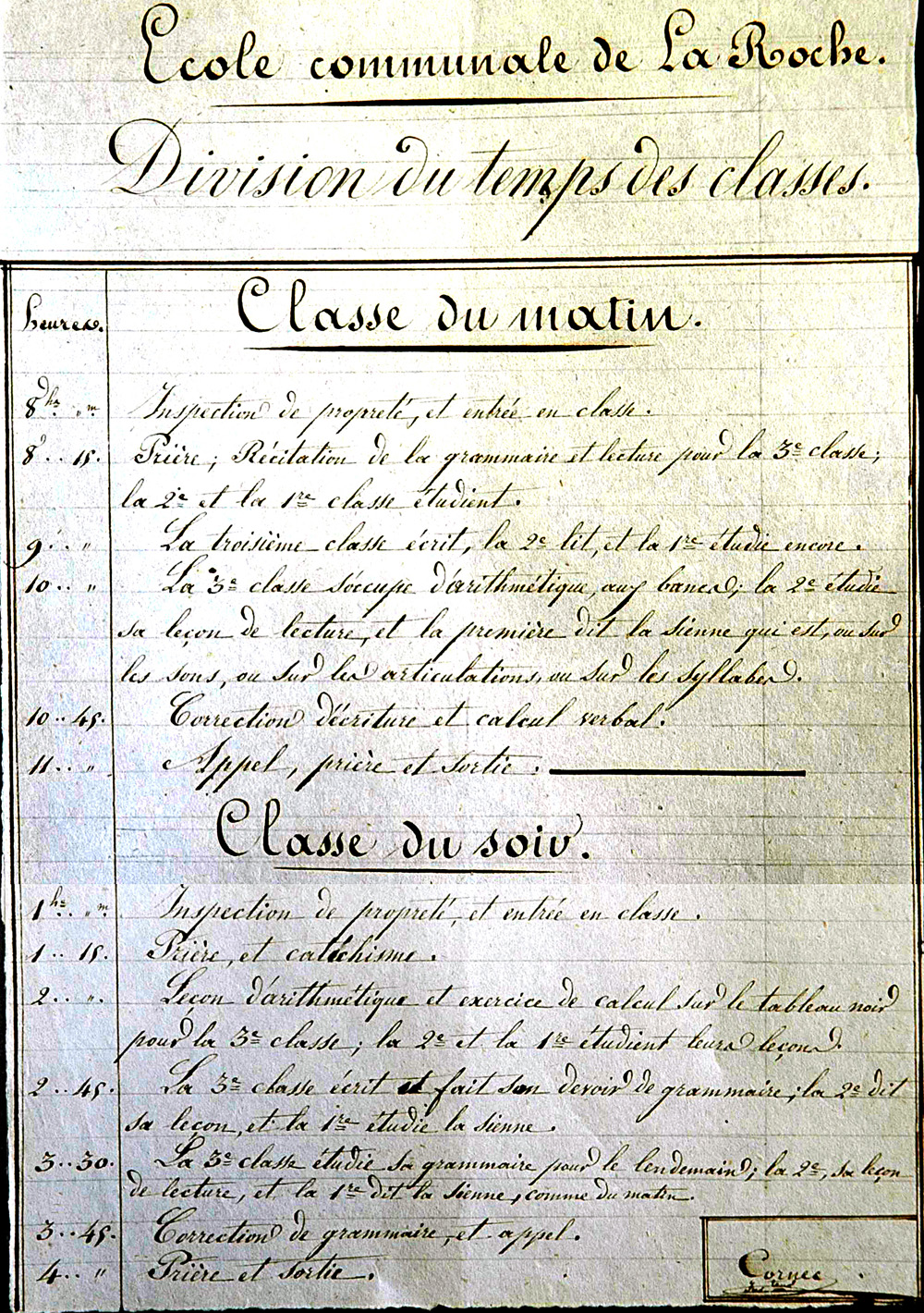 Emploi du temps des 3 classes