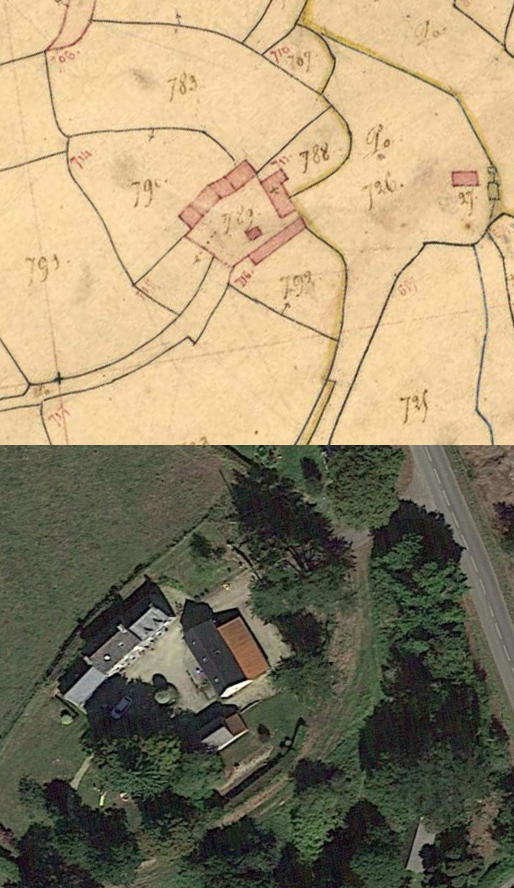 Le Couvent en 1828 et 2018