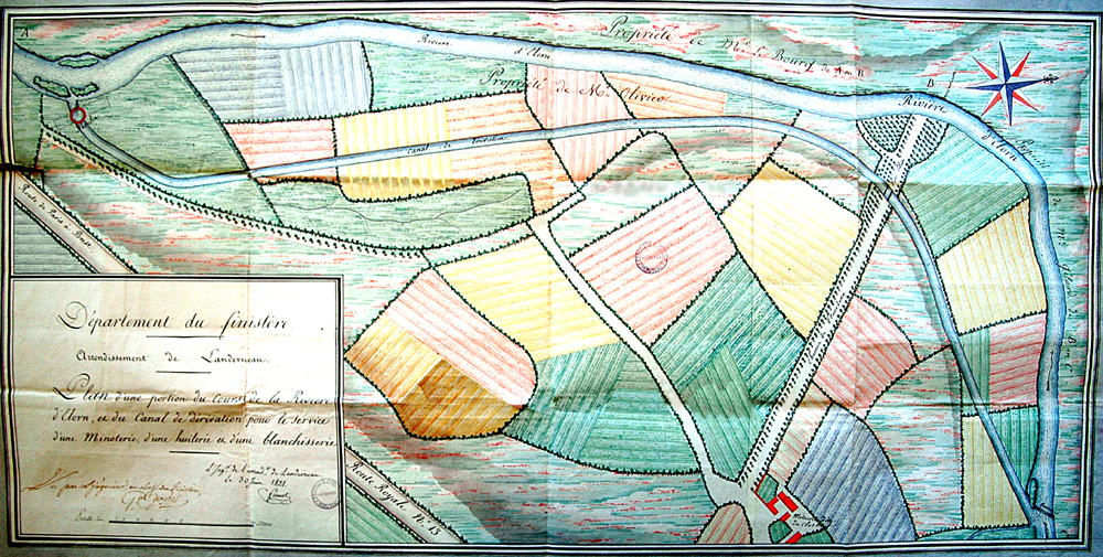 Plan réalisé par l'ingénieur Jacques Frimot - 30/6/1821 - ADQ 7 S 27 Plan réalisé par l'ingénieur Jacques Frimot