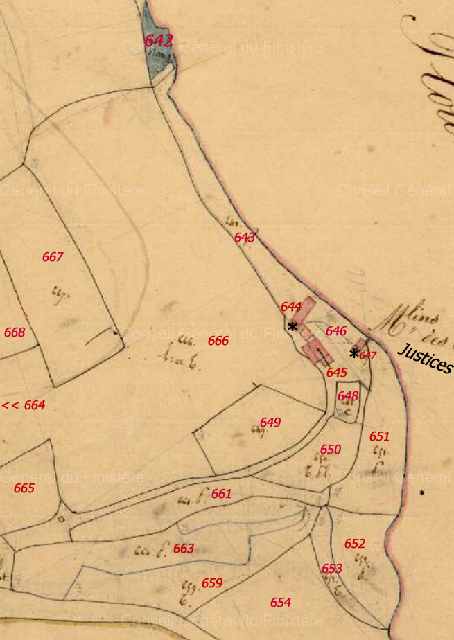 Cadastre napoléonien de Plouedern 1827 - Section C de Quinquis Meur - feuille 2è