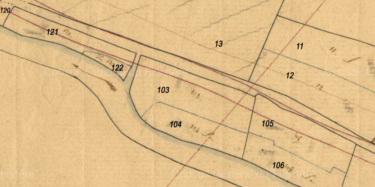 Plan du cadastre napoléonien de Plouneventer - 1828
