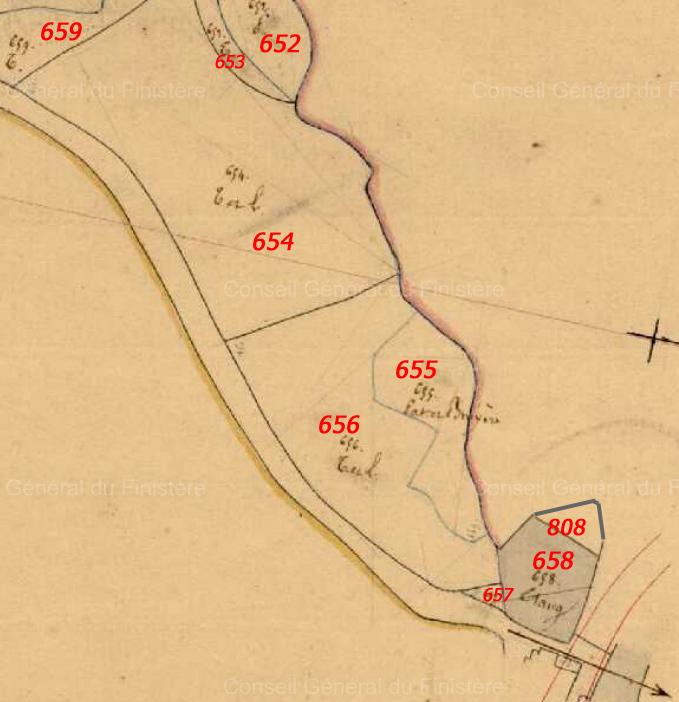 Cadastre napoléonien de Plouedern 1827 - Section C de Quinquis Meur - feuille 2è