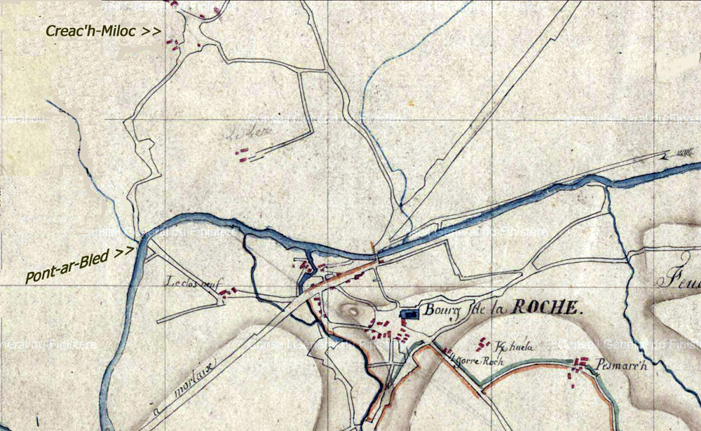 Sud de Plouneventer - cadastre de La Roche 1811 Sud de Plouneventer - cadastre 1828