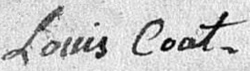 Signature de Louis Coat en 1809 au décès de sa fille Anne