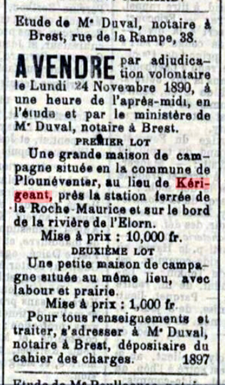 Dépêche de Brest du 23/11/1890