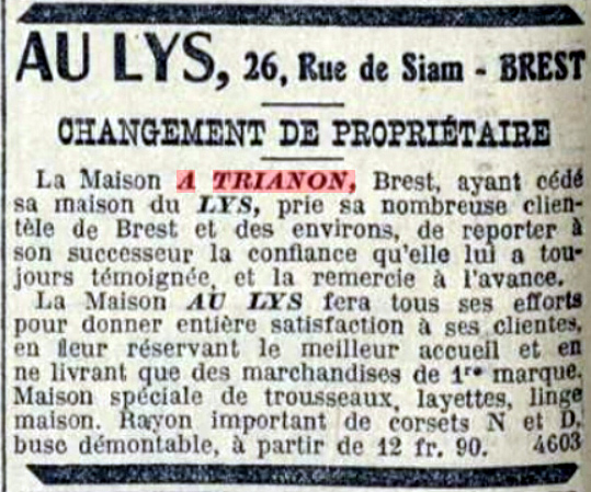 Dépêche de Brest du 5/3/1914