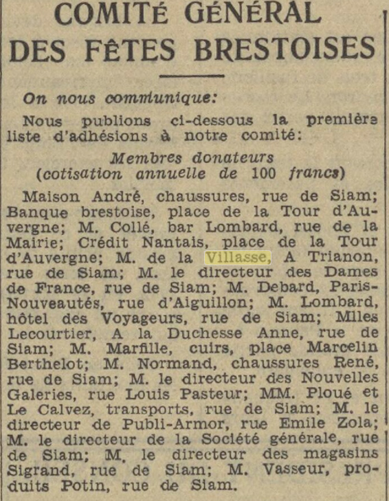 Dépêche de Brest du 29/3/1939