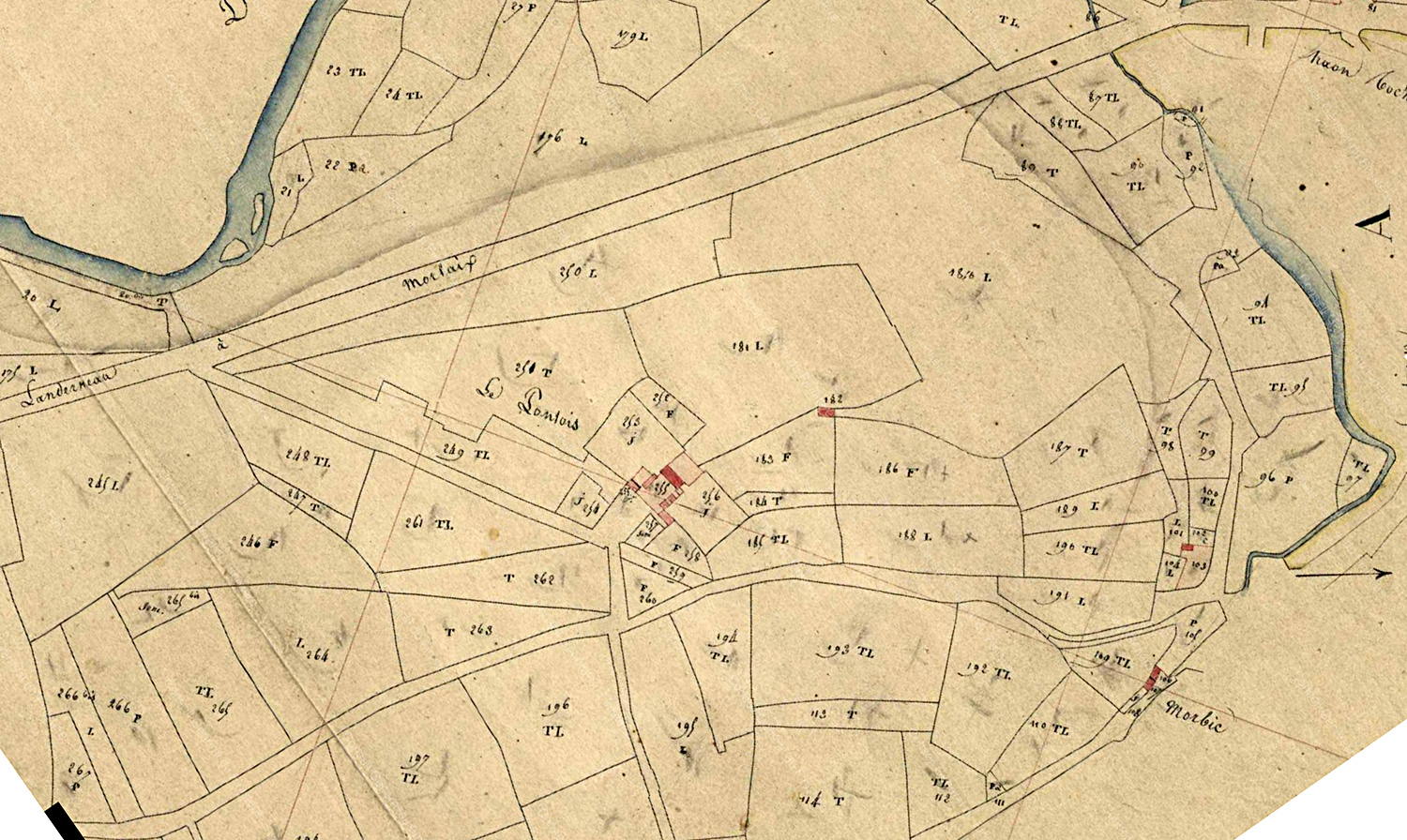Le Pontois à La Roche-Maurice - cadastre napoléonien