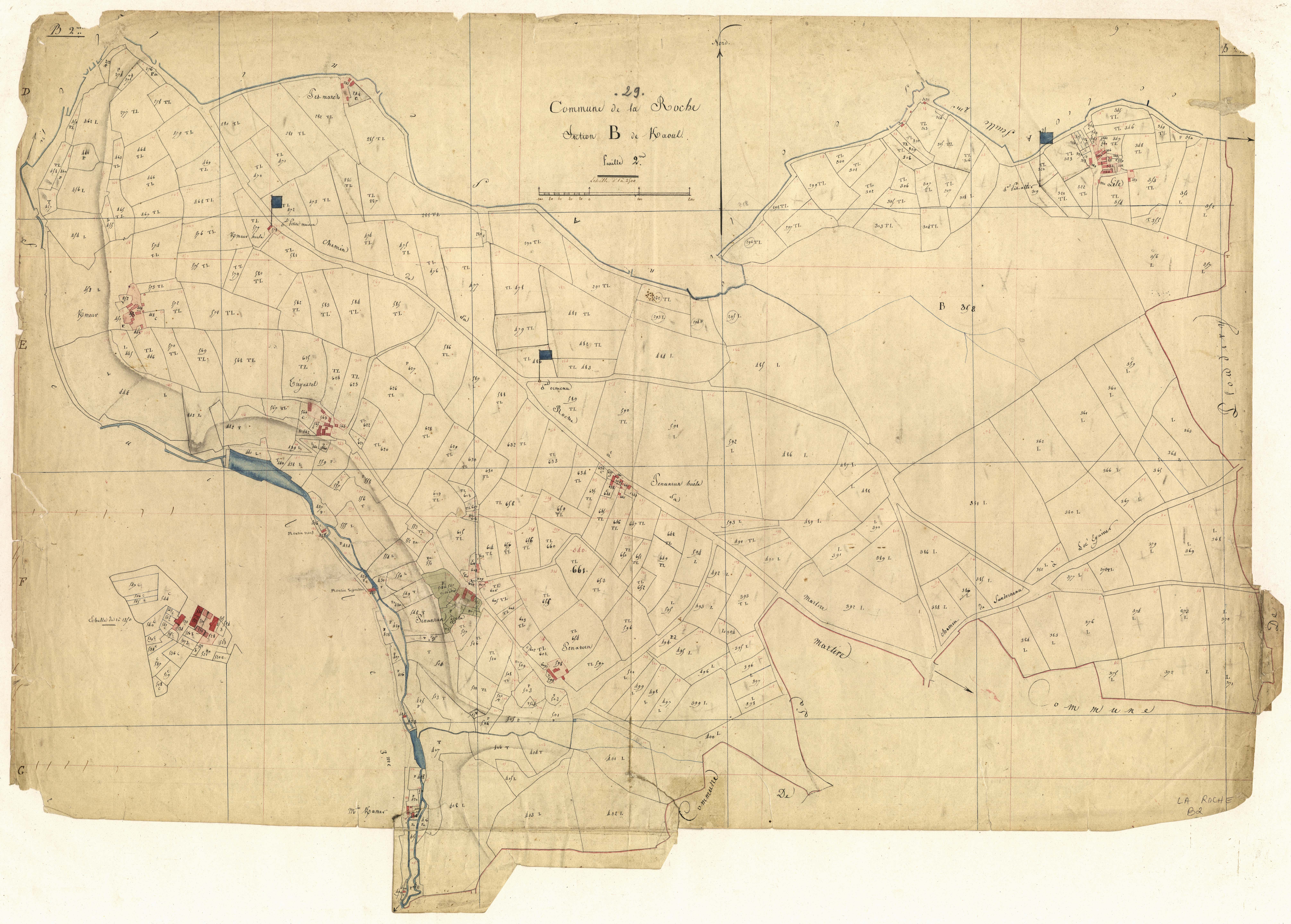 Plan du cadastre Section B2 de Keraoul 18/7/1811