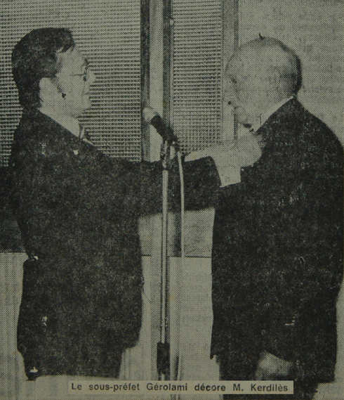 Décoration de François Kerdiles - Ouest-France du 7/5/1973