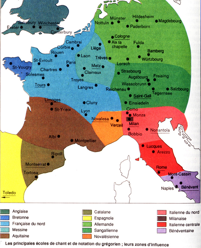 Carte des écoles de grégorien