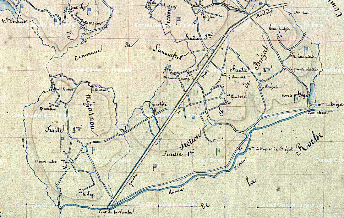 Sud de Plouneventer - cadastre 1828 Sud de Plouneventer - cadastre 1828