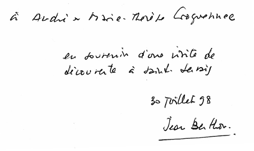 Une dédicace de Jean Berthou en 1998