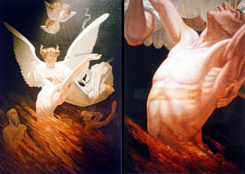 Le purgatoire, église de Pleyber-Christ, copie du tableau dans l'église de Plouvien