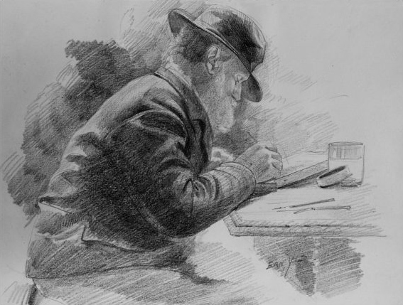 Portrait de Yan' Dargent, dans son atelier